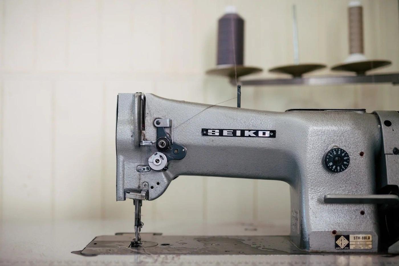 Industrial sewing machine in the workshop